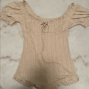 FREE PEOPLE romper. Super cute romper pretty tan/ oatmeal color.